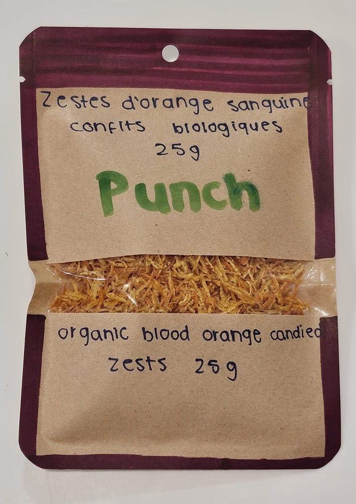 Zestes d'orange sanguine confits biologiques