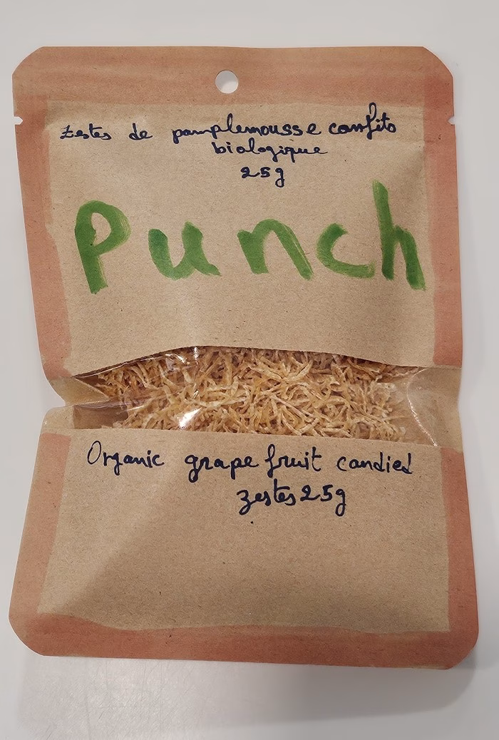 Zestes de pamplemousse confits biologiques