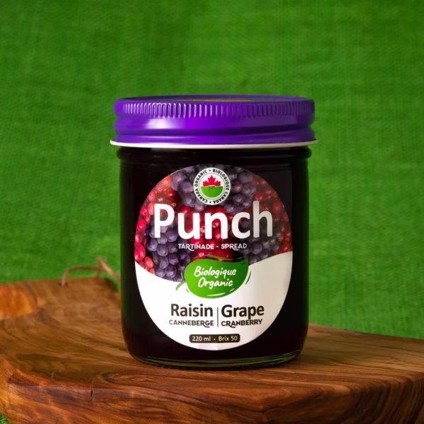 Pot de tartinade biologique Punch au raisin et aux canneberges