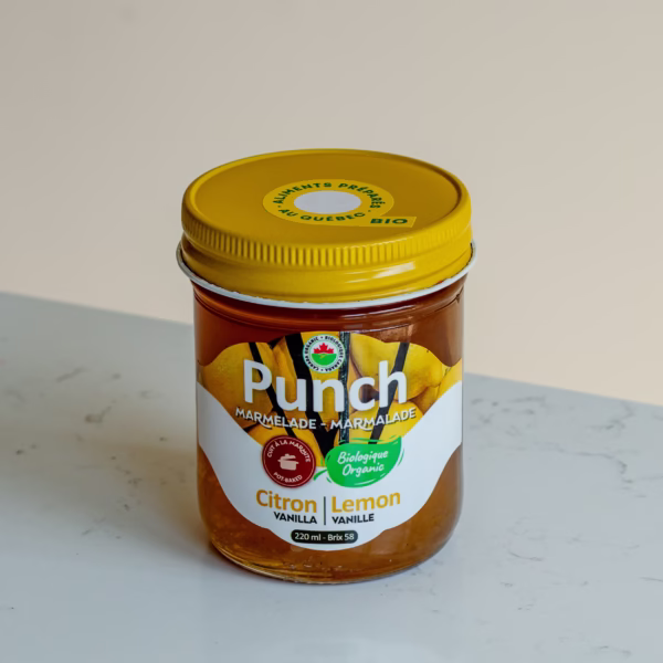 Pot de marmelade biologique de citron et vanille Punch